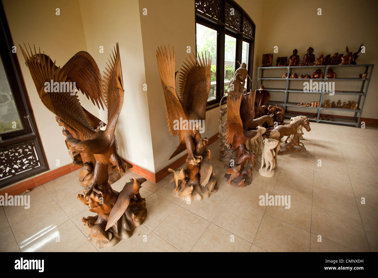 Innenraum des Holzschnitzers studio Stockfoto