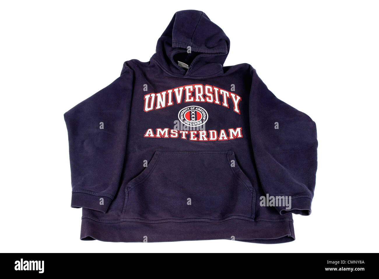 Universität von Amsterdam Hoodie auf weißem Hintergrund Stockfoto