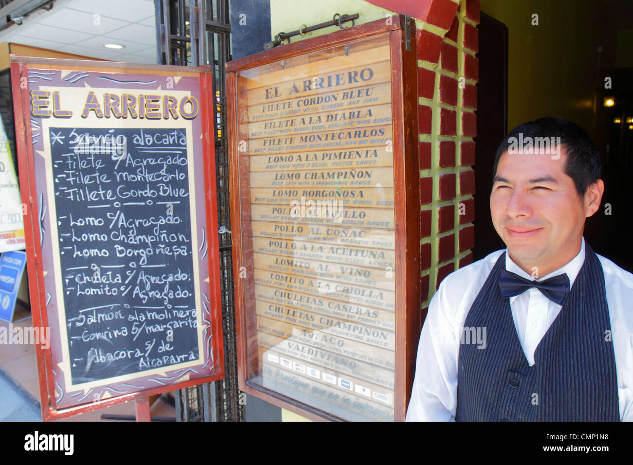 Arica Chile, Paseo Peatonal de Mayo, Fußgängerzone, Shopping Shopper Shop Geschäfte Markt Kauf Verkauf, Geschäft Geschäfte Business-Unternehmen, Restaurants, El Arrie Stockfoto