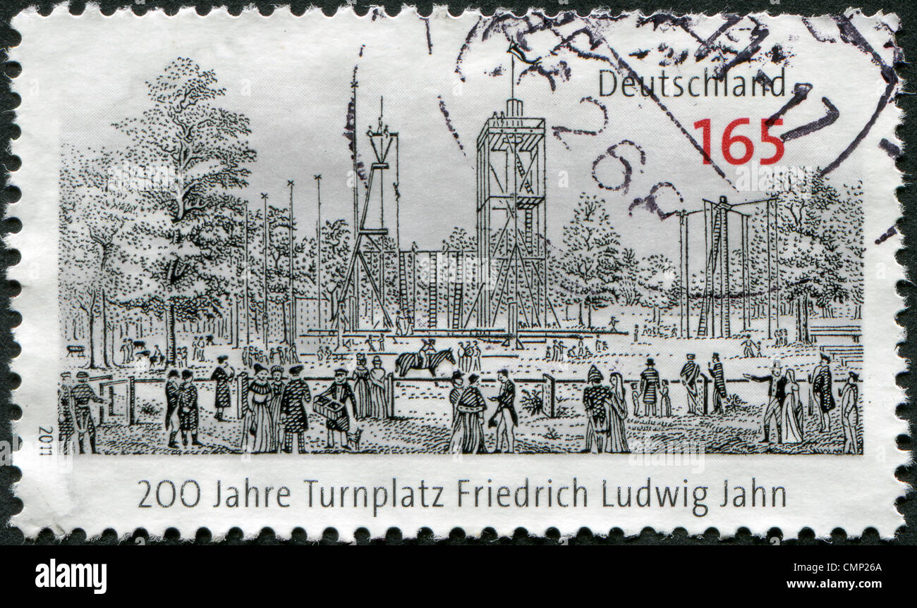 Deutschland - ca. 2011: Eine Briefmarke gedruckt in Deutschland, 200 Jahre Gymnastik statt Friedrich Ludwig Jahn, ca. 2011 gewidmet Stockfoto