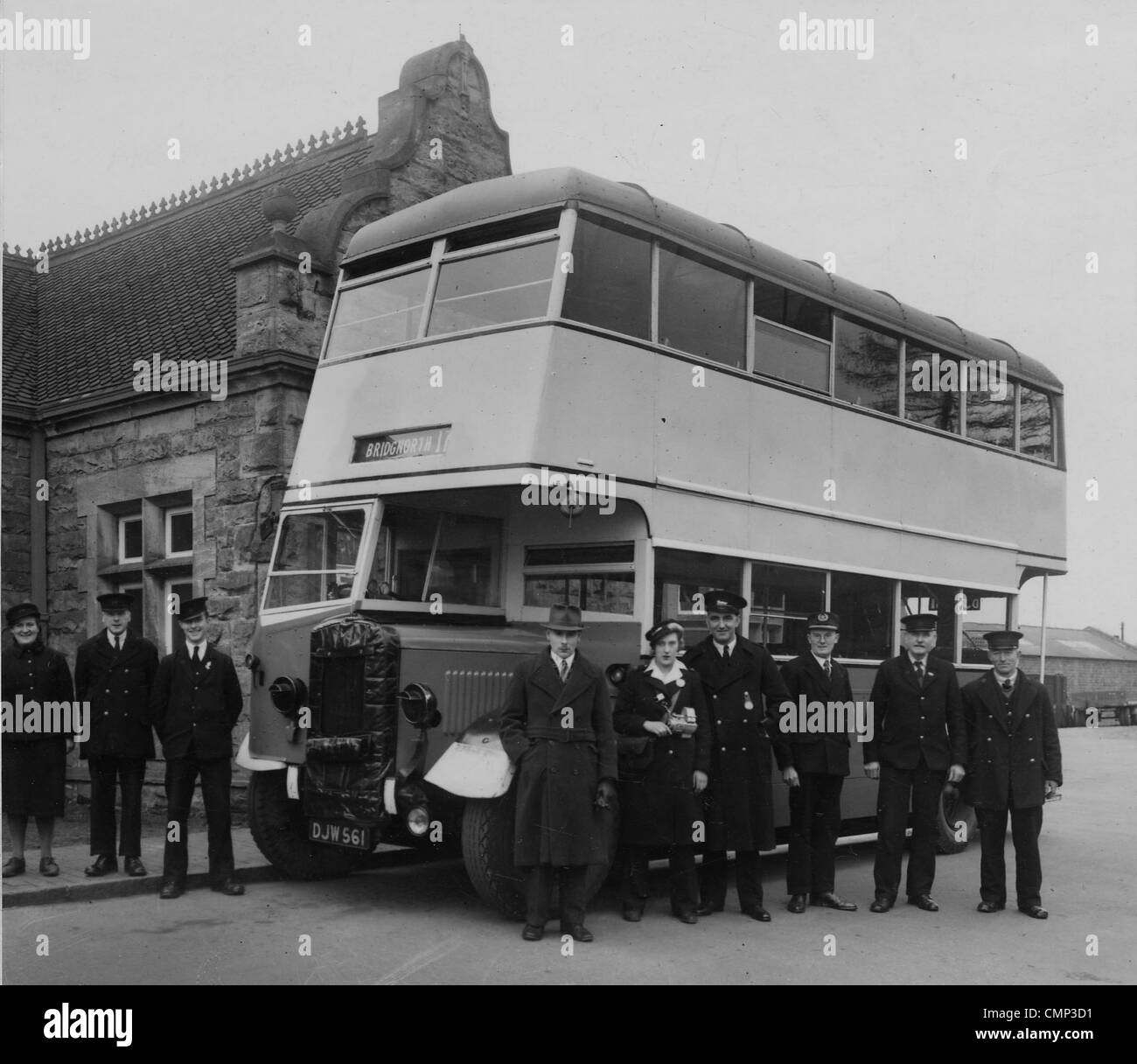 Motor Bus, Bridgnorth, Wolverhampton, 1940er Jahre. Ein Wolverhampton Corporation besaß motor Doppeldeckerbus und Personal an Bridgnorth Stockfoto