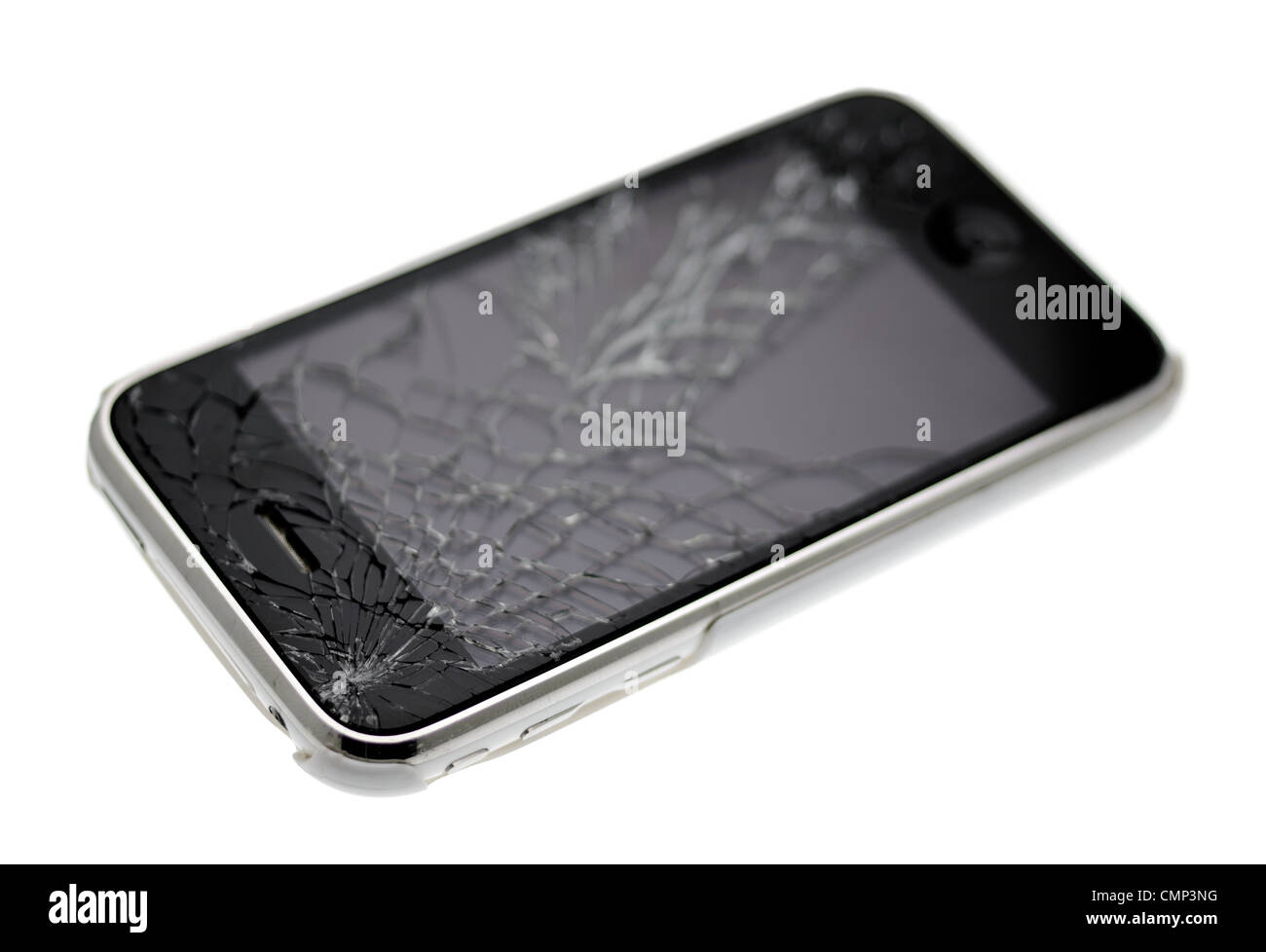 Apple Iphone 3GS Smartphone mit einem gebrochenen Bildschirm. Stockfoto