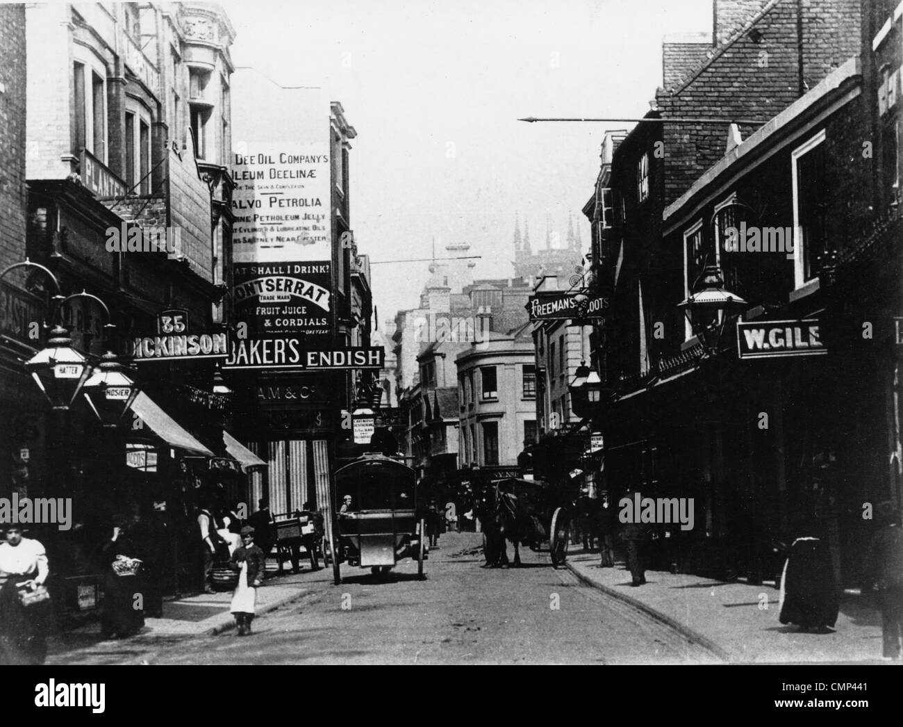 Dudley Street, Wolverhampton, um 1900. Eine Szene der Konvergenz von hohen grün (jetzt Queen Square) mit Dudley Street, wenn Stockfoto