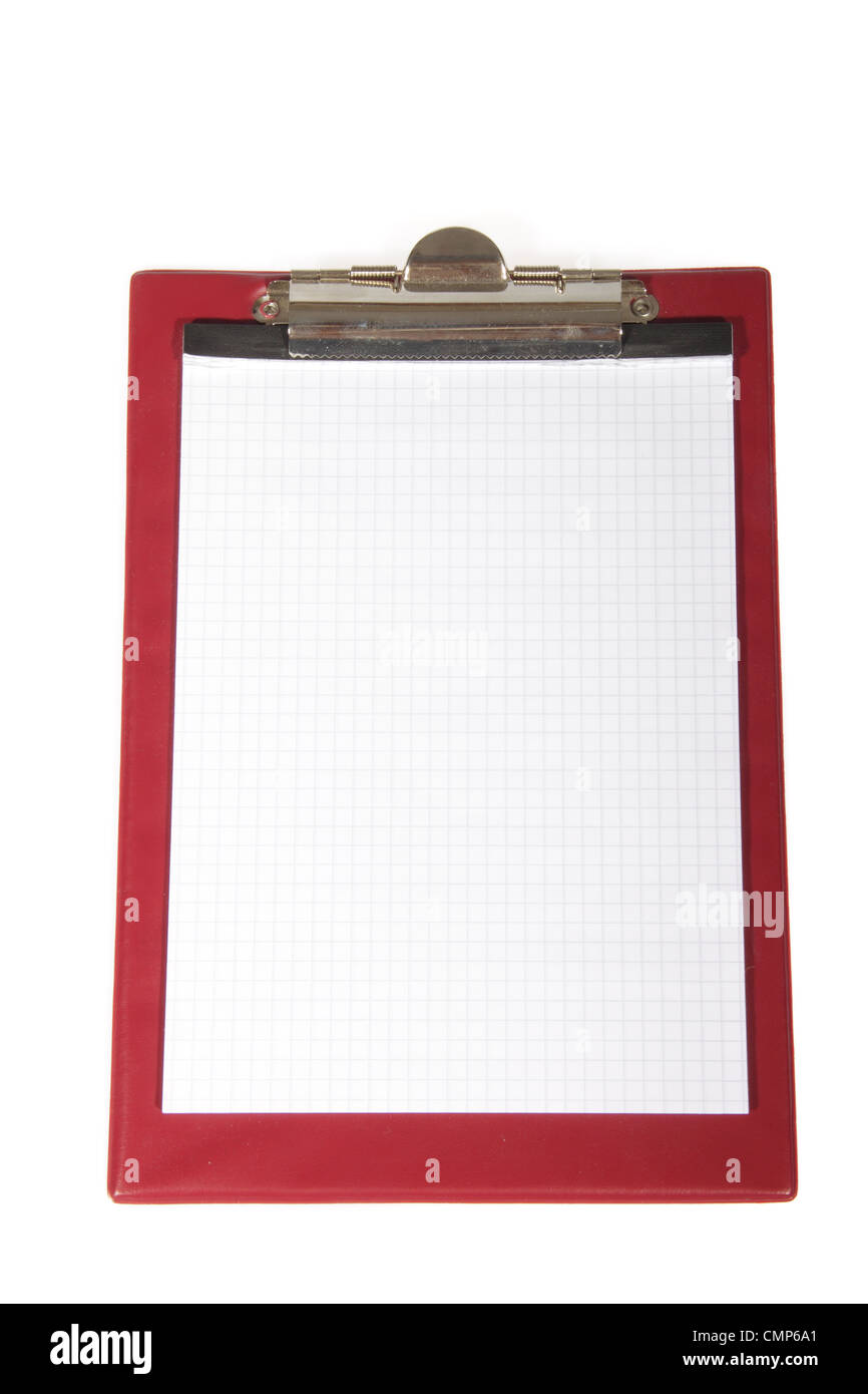 Notebook mit Clip, Foto auf dem weißen Hintergrund Stockfoto