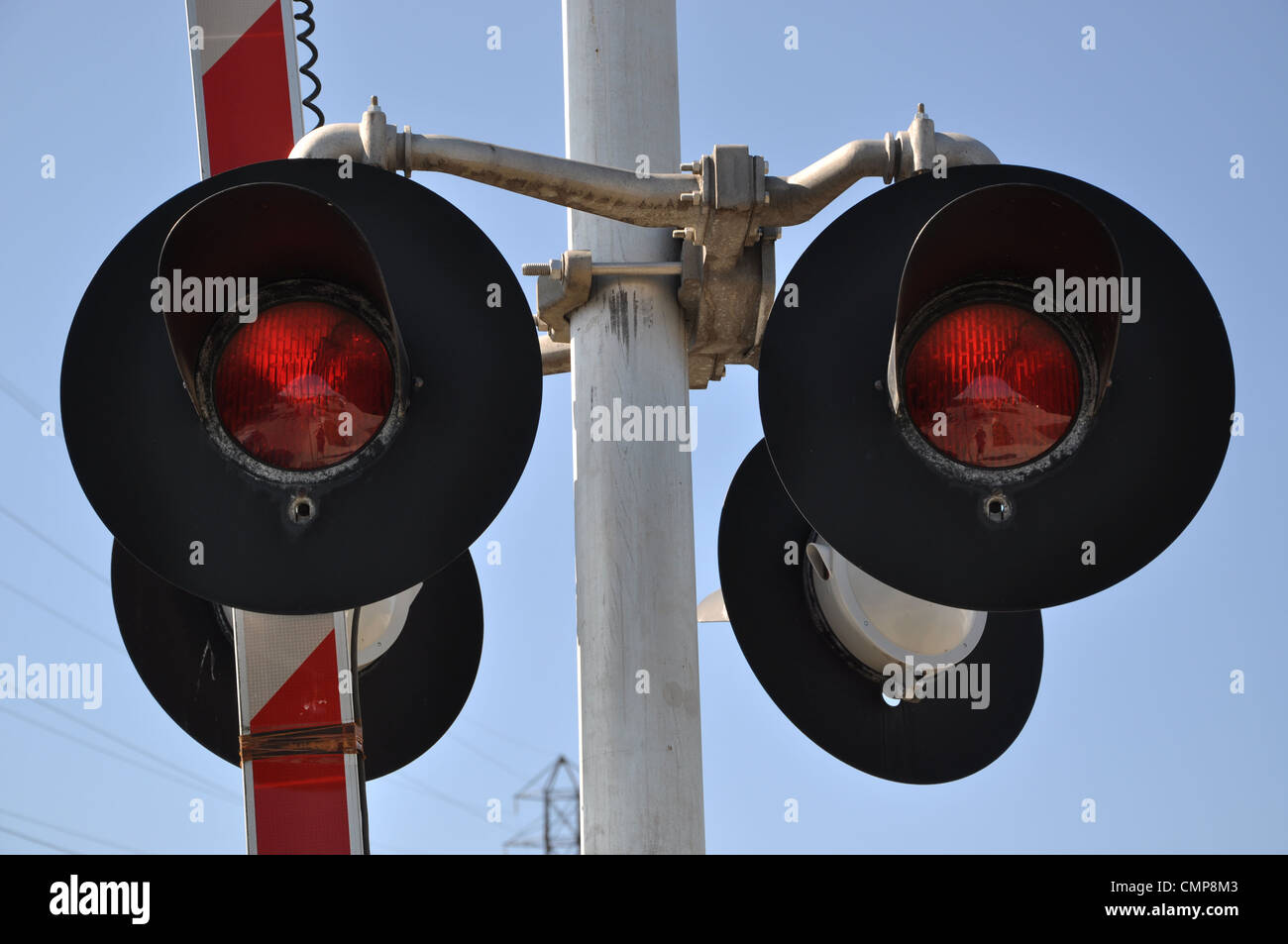 Close-up Railroad Crossing Zeichen Stockfoto