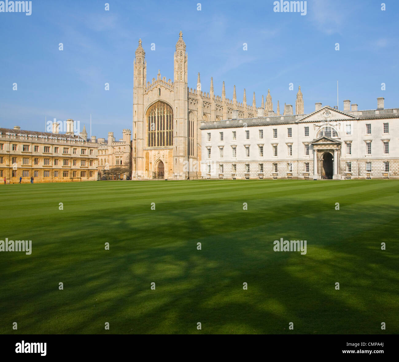 Kings College Chapel und großer Liegewiese, Universität Cambridge, England Stockfoto