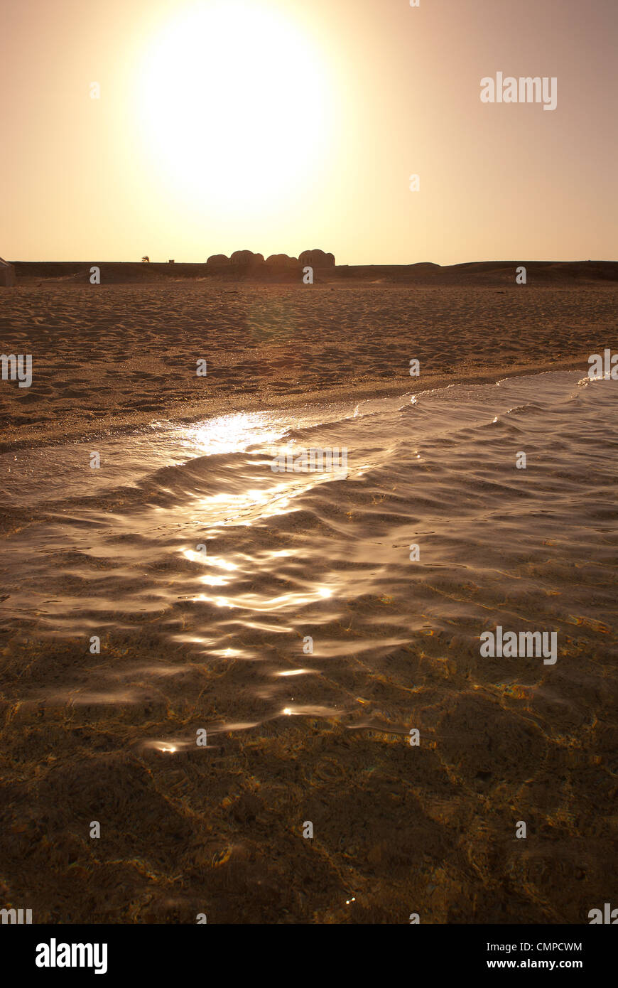 Strand bei Sonnenuntergang Marsa Alam Rotes Meer Ägypten Stockfoto