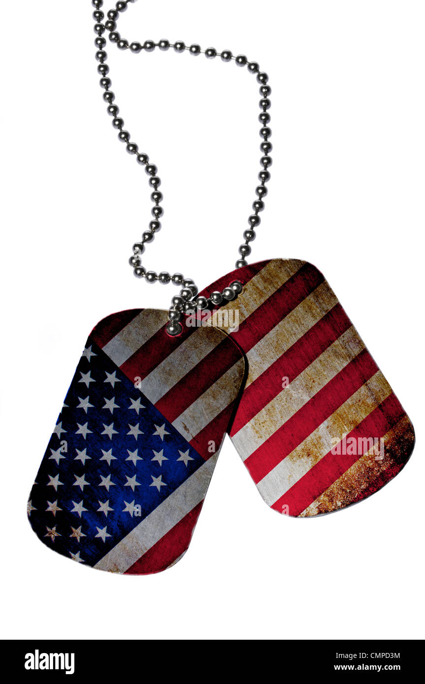 ID-Tags mit USA-Flagge Stockfoto