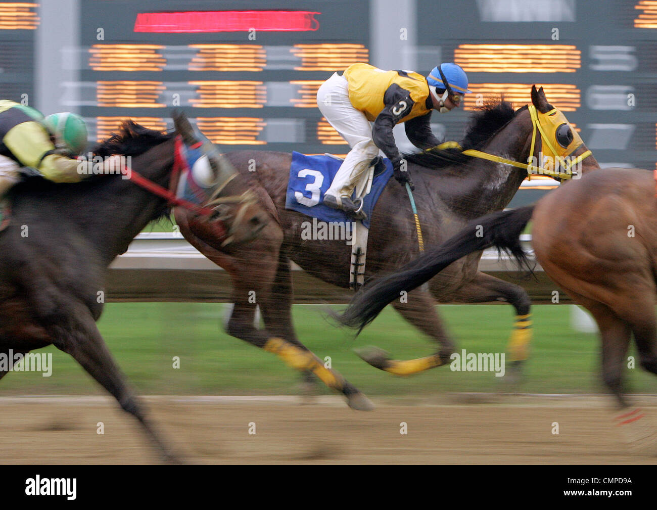 Pferderennen in Suffolk Downs in Boston, Massachusetts Stockfoto