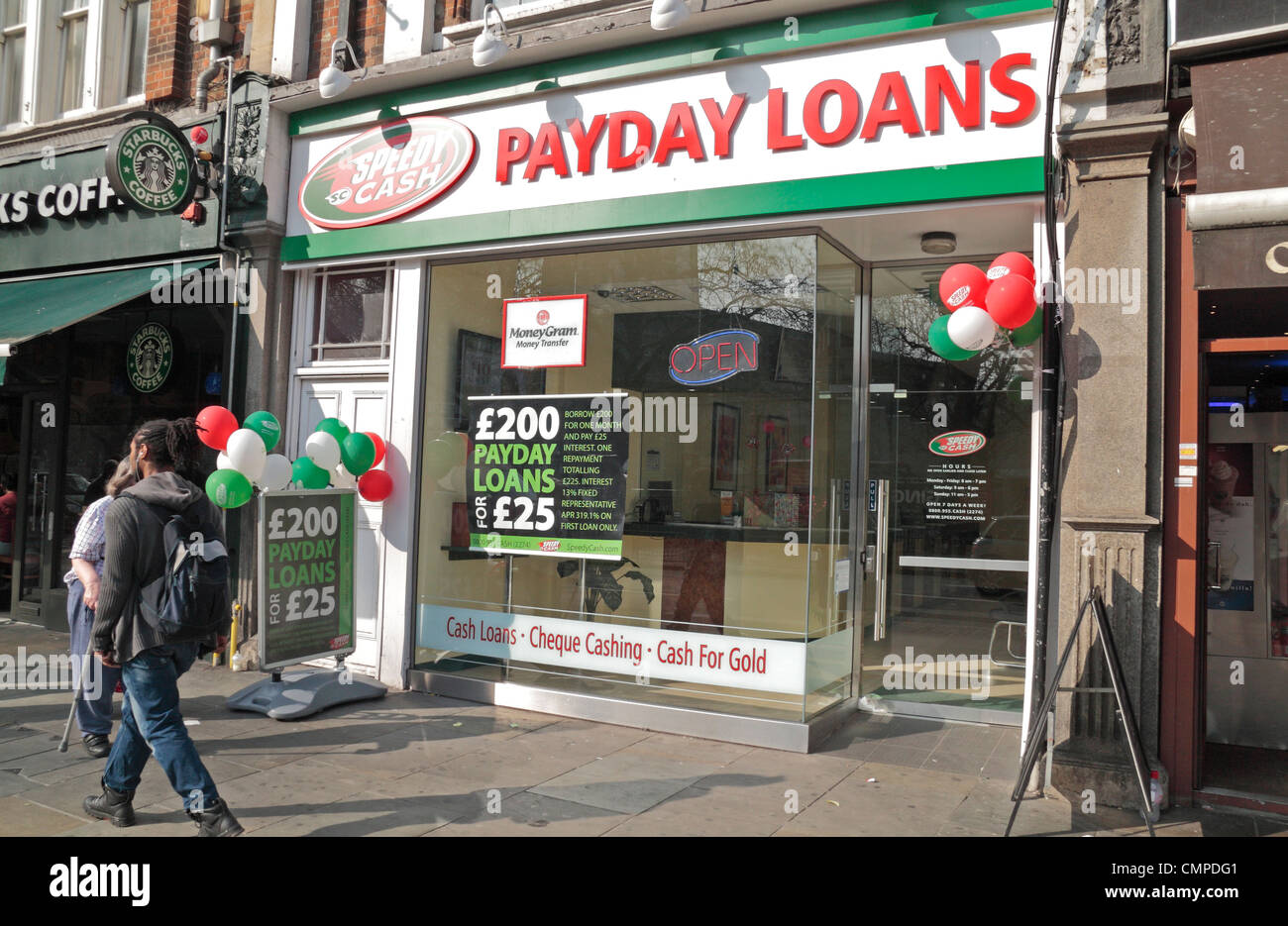 Der schnelle Cash Zahltagdarlehen Shop auf 60 Uxbridge Road, Shepherds Bush, London W12, UK. Stockfoto