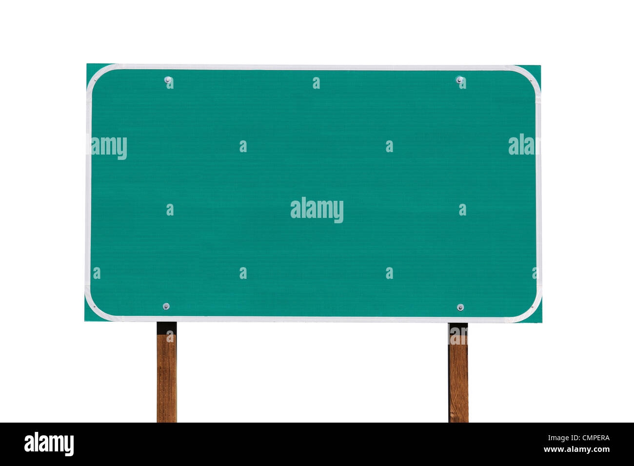 Große leere grünen Autobahn Zeichen isoliert auf weiss. Stockfoto