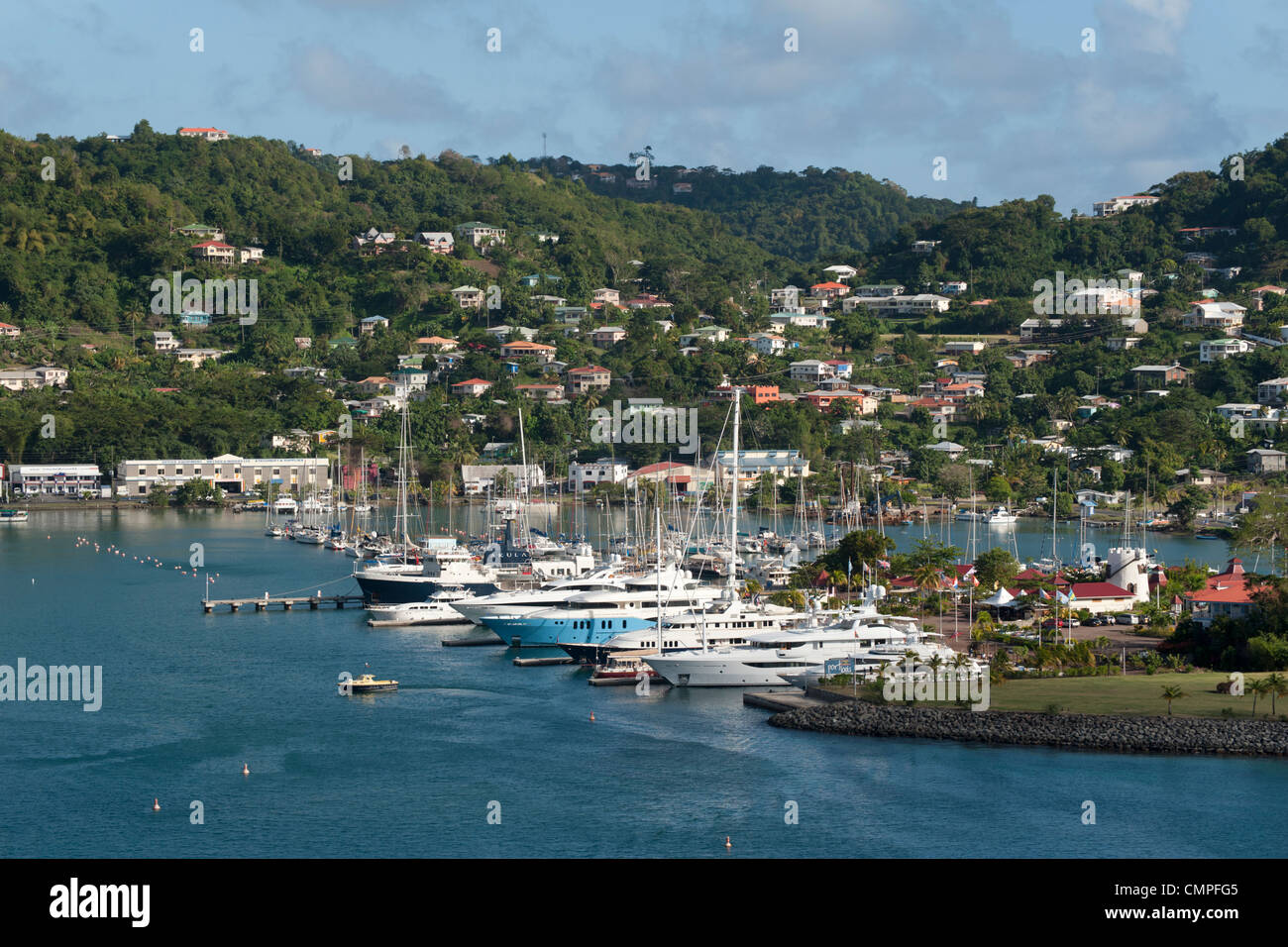 Ein Blick über den Hafen in St. George's, Grenada Stockfoto