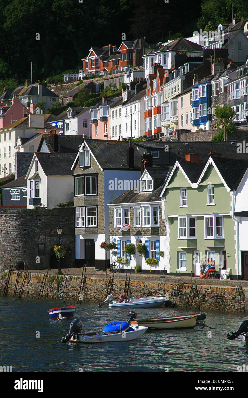 Die bunten und historische Waterfront Eigenschaften bei Bayards Cove, Dartmouth, Devon, England, UK Stockfoto