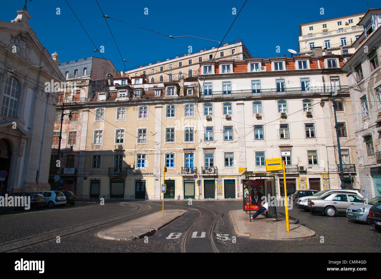 Largo Corpo Santo Quadrat Chiado Lissabon Portugal Mitteleuropa Bezirk Stockfoto