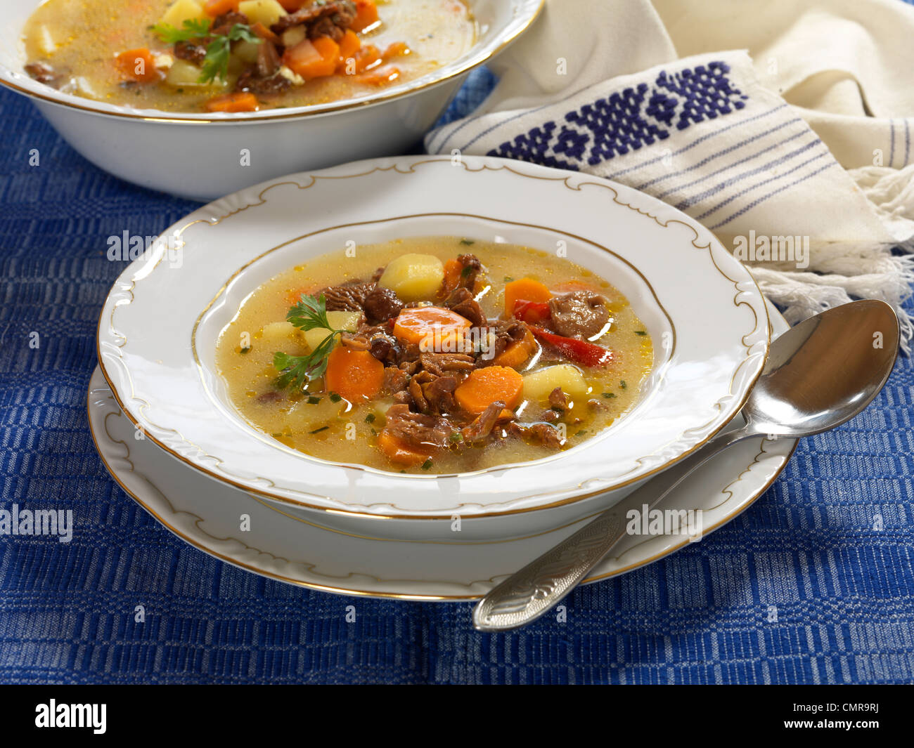 Pfifferling-Suppe Stockfoto