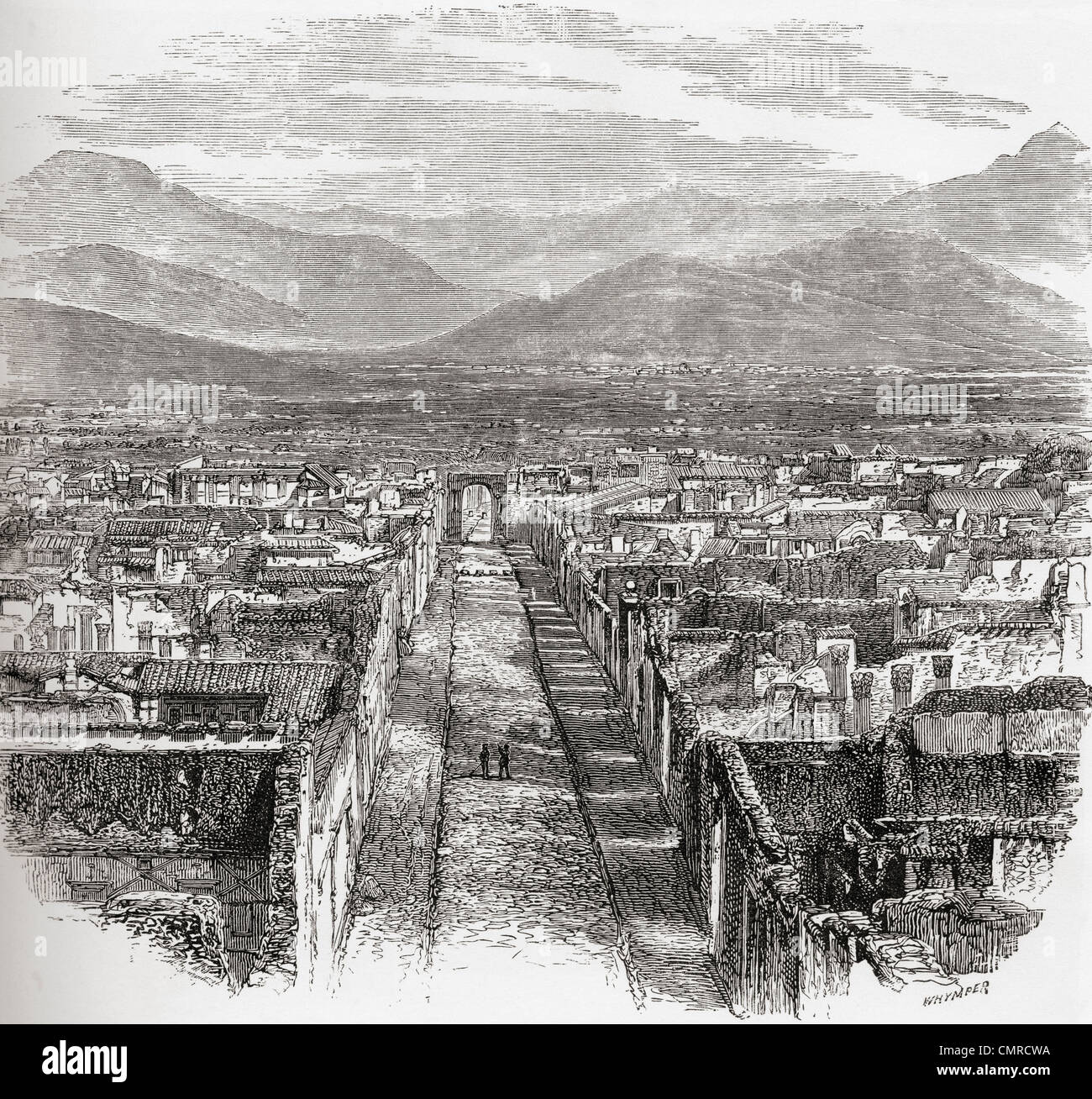 Allgemeine Ansicht von Pompeji, Neapel, Italien im späten 19. Jahrhundert. Stockfoto