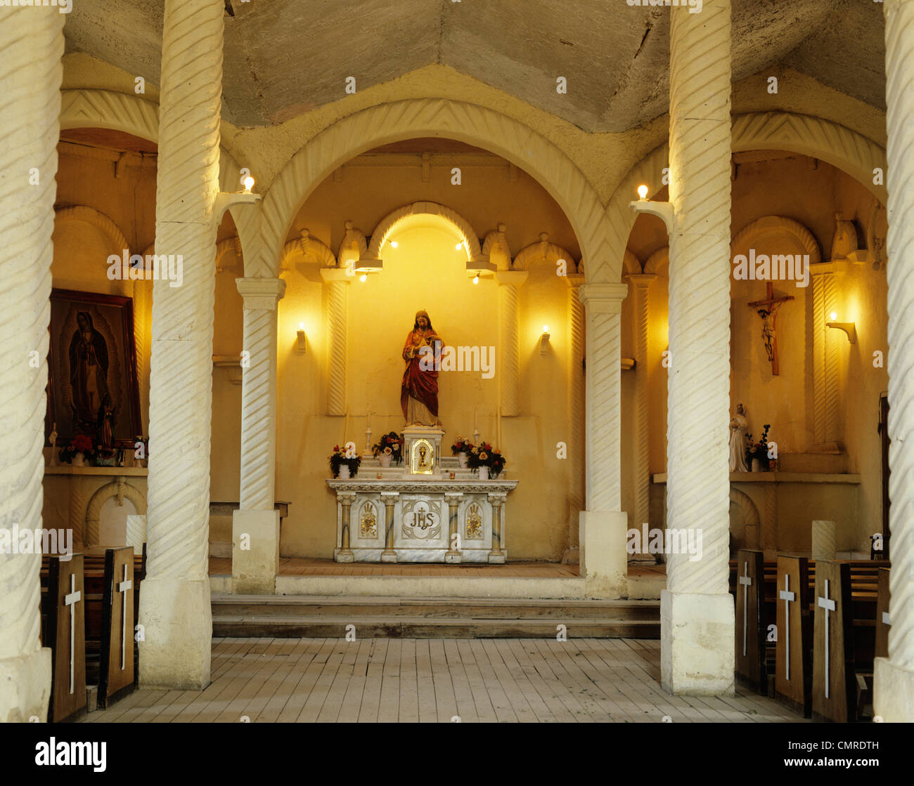 1990ER JAHRE MISSIONSKIRCHE BOCOYNA CHIHUAHUA MEXIKO Stockfoto