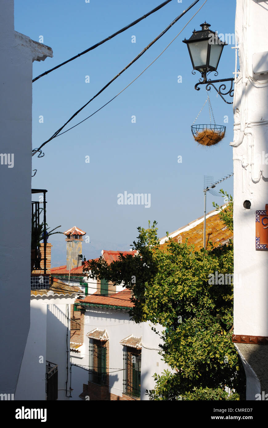 Typische Reihenhäuser, Comares, Axarquia Region, Provinz Malaga, Andalusien, Spanien in Westeuropa. Stockfoto