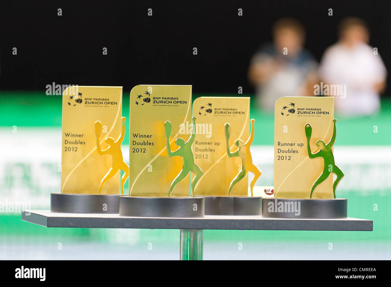 Preisverleihung für Doppel-Wettbewerb Paarung Champs und Talente an BNP Paribas Open Champions Tour in Zürich Stockfoto