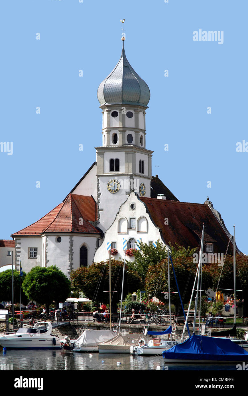 Pfarrkirche St. Georg Wasserburg am Bodensee. Stockfoto