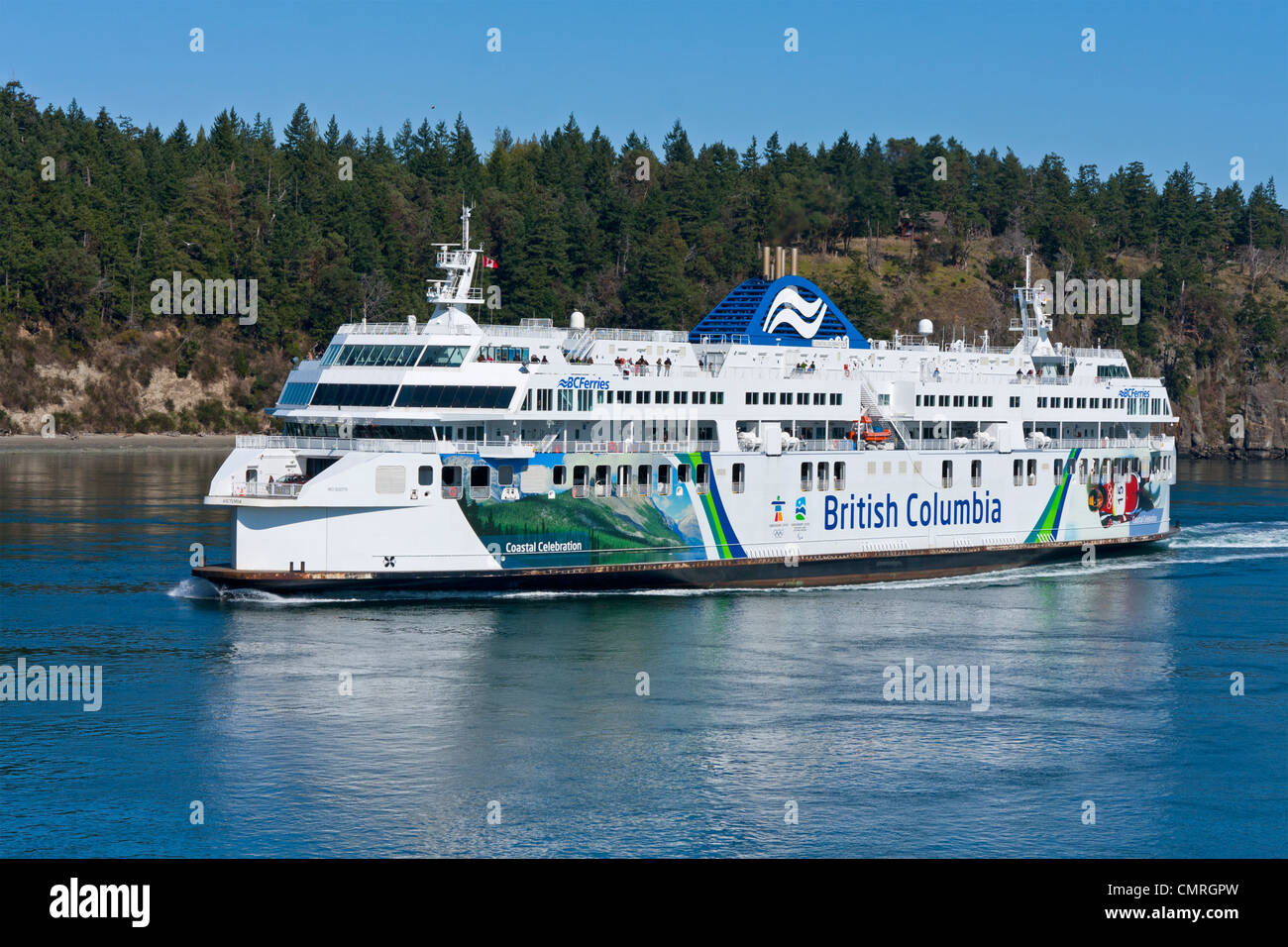 BC Fähren durch aktive Pass an der Südspitze von Galiano Island in British Columbia, Kanada. Stockfoto