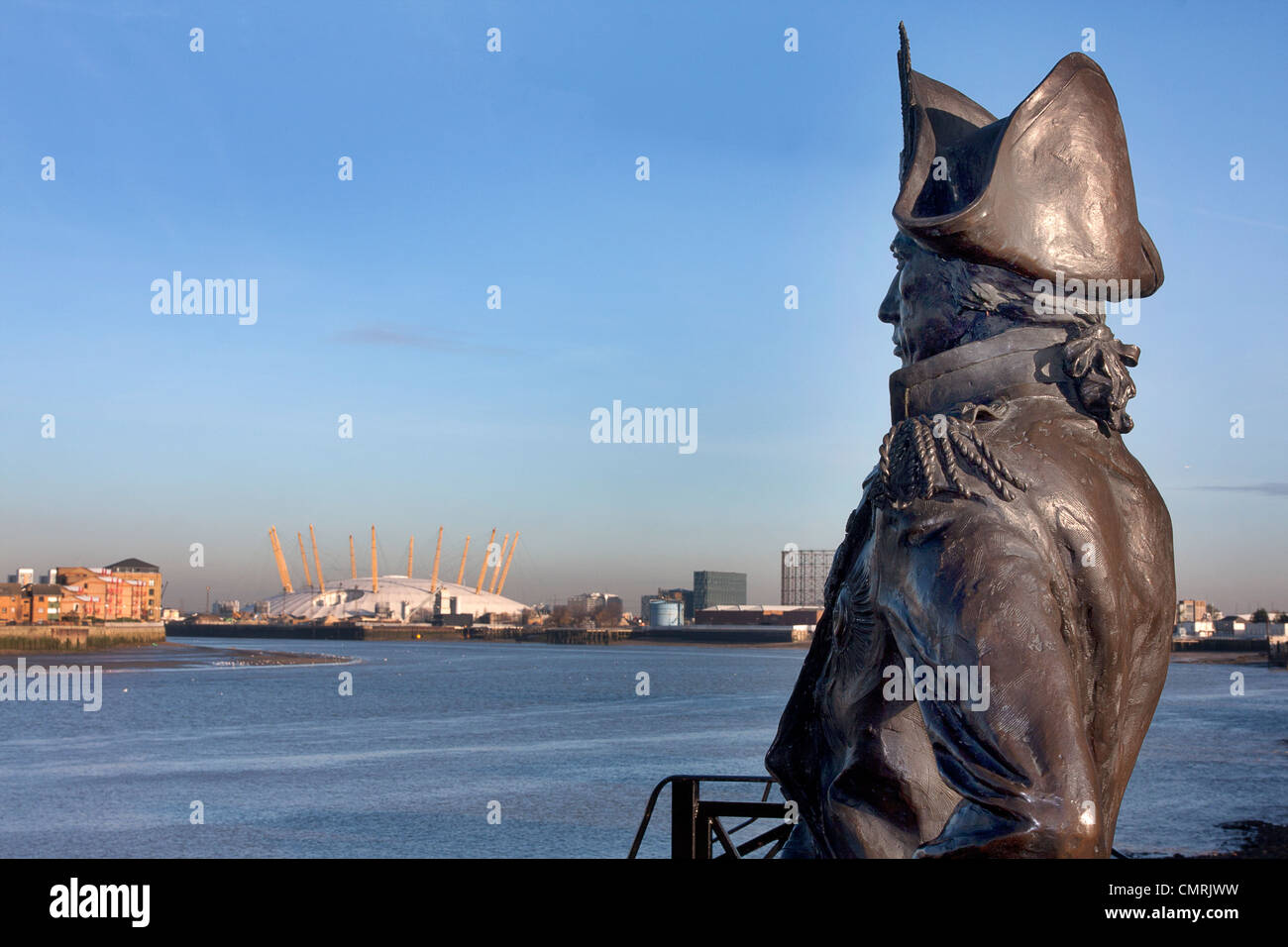 Nelson Denkmal mit Blick auf die Themse, Greenwich Village, London Stockfoto