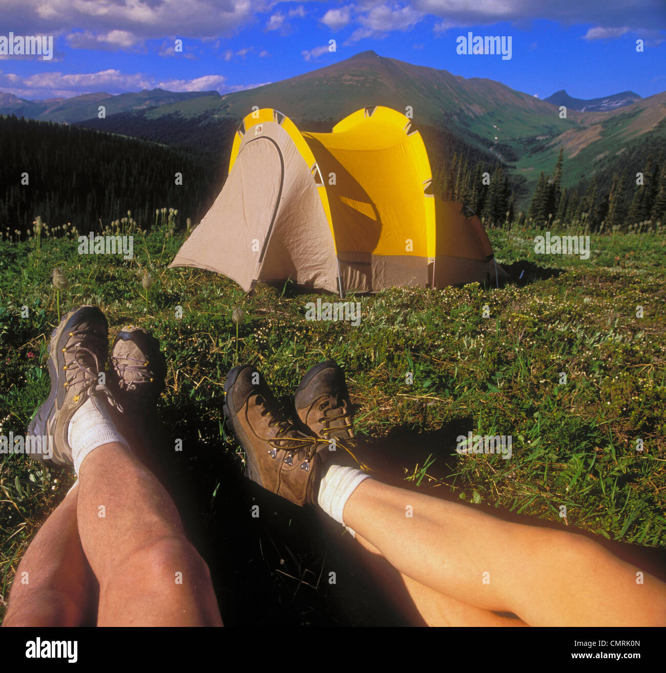 Camper in Purcell Mountains, British Columbia Stockfoto