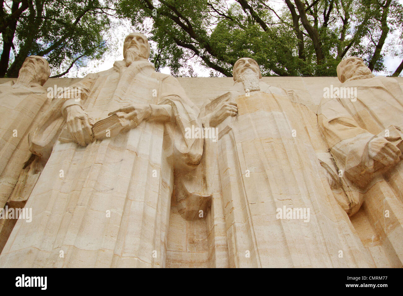 Skulpturen der vier großen Figuren der Genfer evangelische Bewegung, Genf, Schweiz Stockfoto