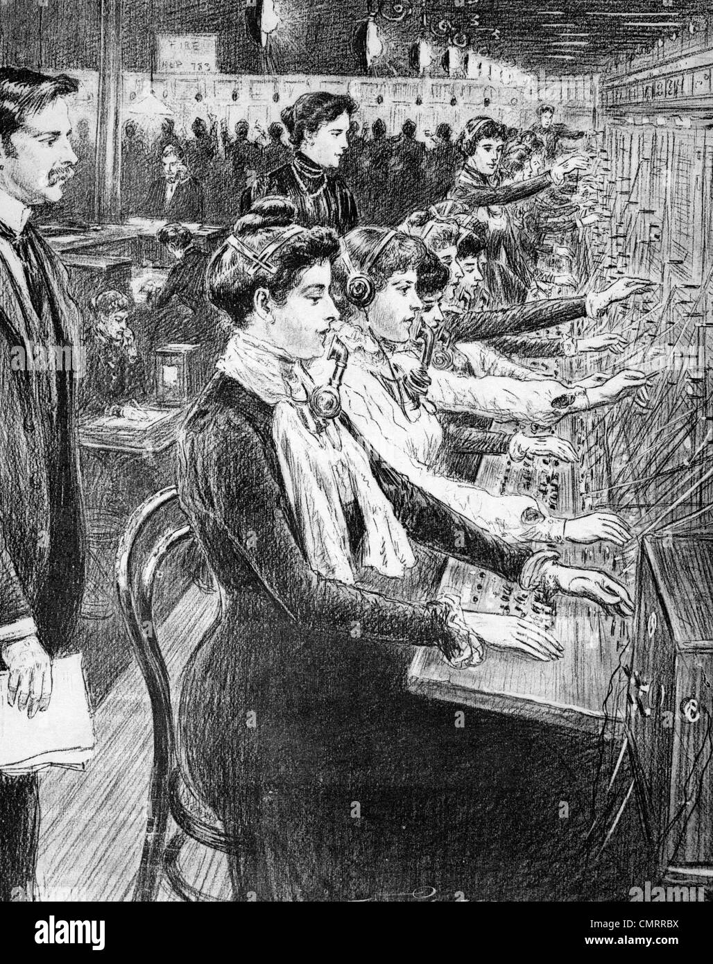 1902 ILLUSTRATION FRAUEN ÜBERSICHT OPERATOREN Stockfoto