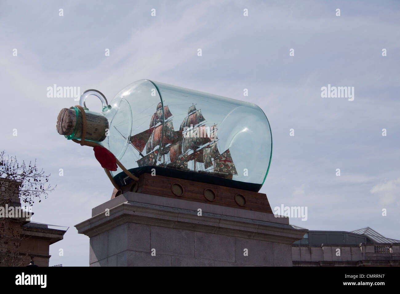 Die "Boot in einer Flasche", das auf dem Display auf der fourth Plinth am Londoner Trafalgar Square. Stockfoto