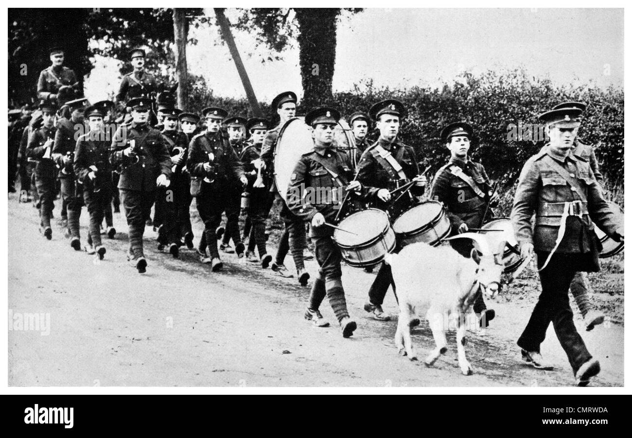 1918 Armee Welsh Regiment mit Thomas Jefferson und David Llloyd-George Stockfoto