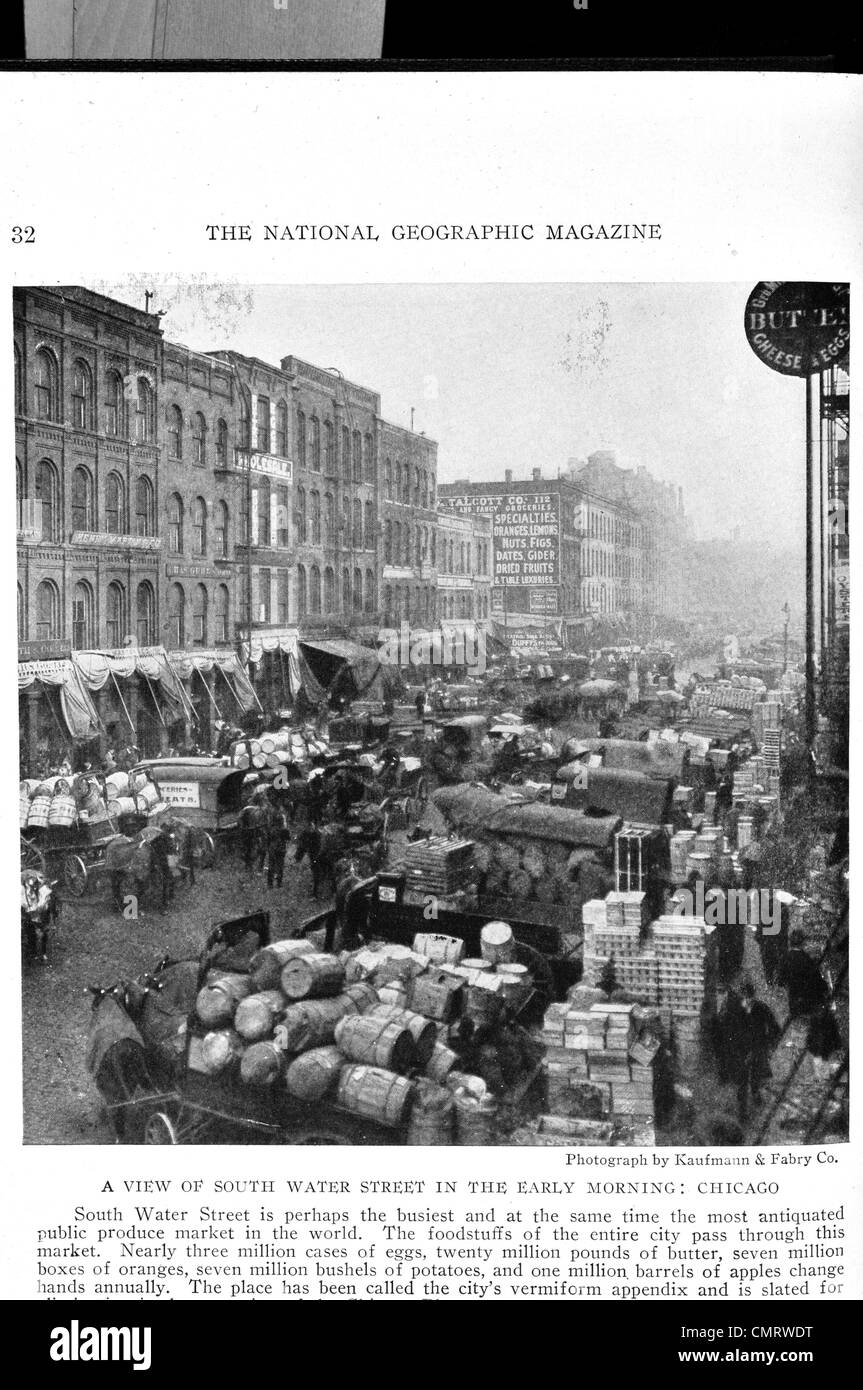 Wasser-Südstraße 1919 am frühen Morgen Chicago Stockfoto
