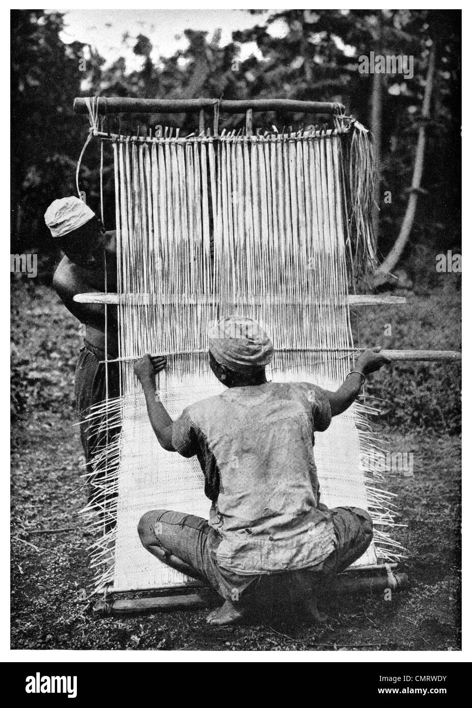 Zentralafrika Matten 1919 native Republik Kamerun Weber weben Stockfoto