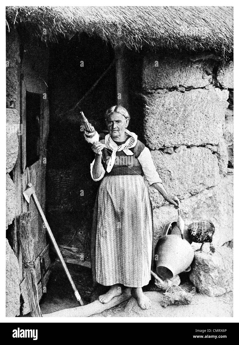 1919-Portugal-Douro Bezirk Weaver Spindel Stockfoto