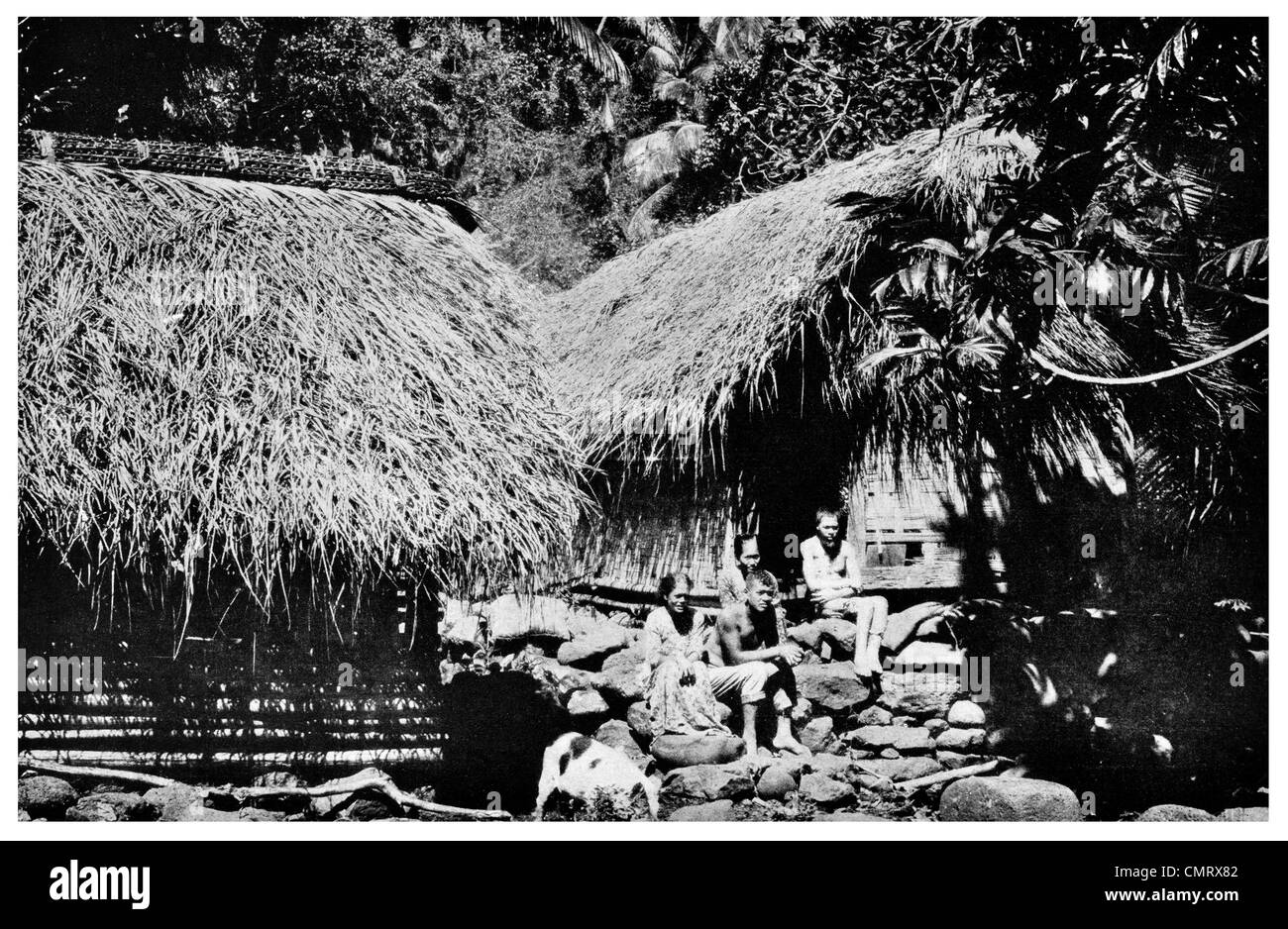 1919 Marquesan Haus auf Insel von Tahuara Stockfoto