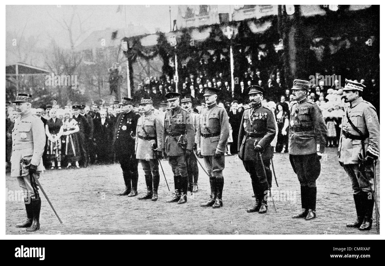 1919 alliierten Generäle zu Ehren General Petain bei Metz Präsident Poincare Baton des Marschalls Stockfoto