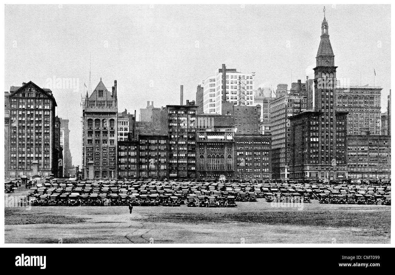 1923 Chicago öffentliche Parkplätze Michigan Avenue Stockfoto