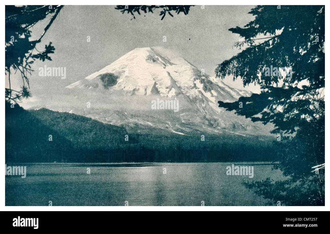 1924-mount Saint Helens Washington majestätischen Gipfel-Blick vom Spirit Lake Stockfoto