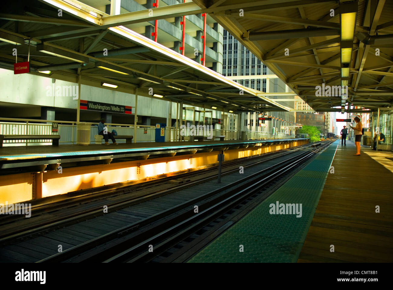 Bahnhof auf der El in Chicago, Illinois, USA Stockfoto