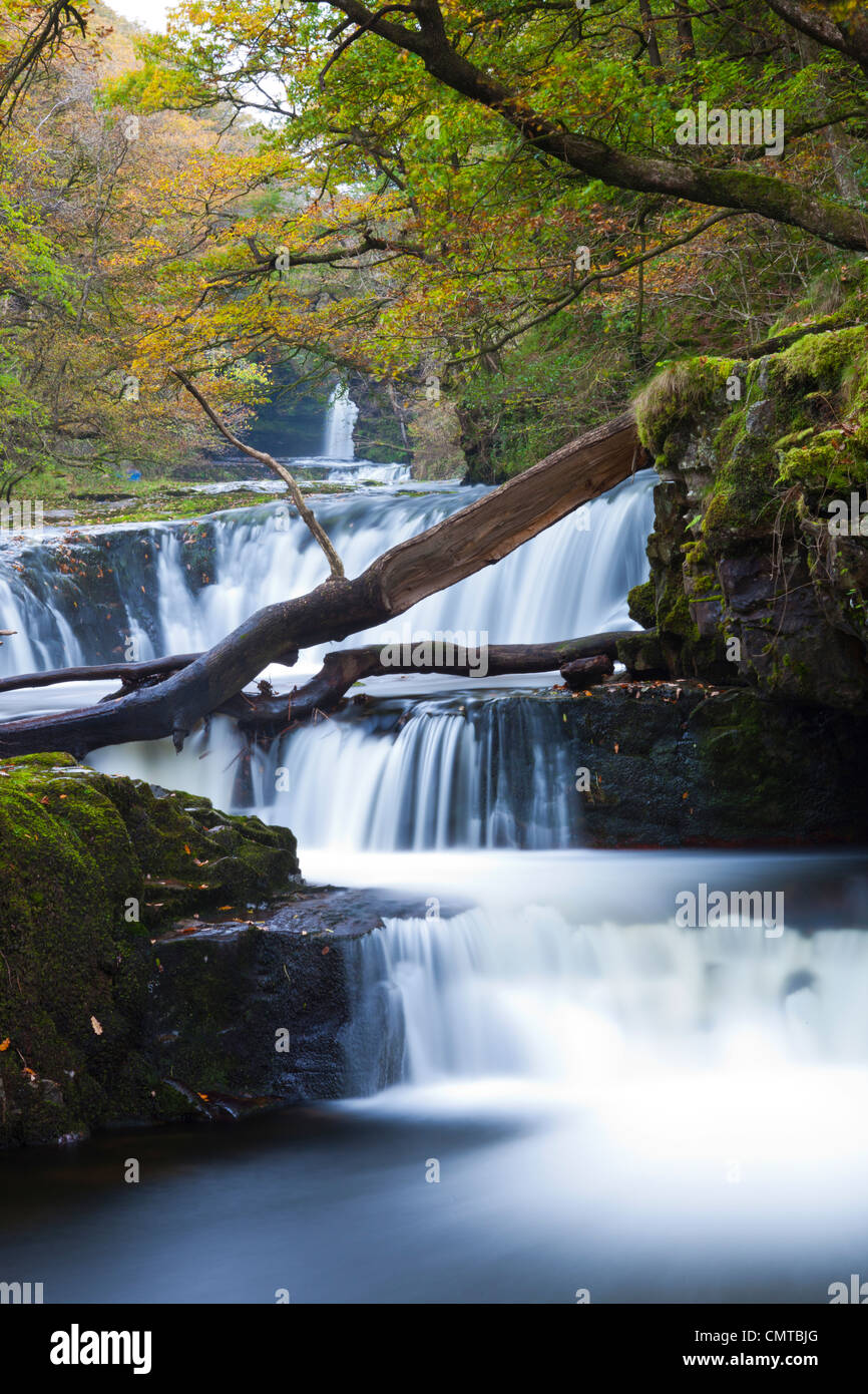 Horseshoe Falls, Sgwd y Bedol Neath Valley, Brecon Beacons National Park, Powys, Wales, Europa Stockfoto