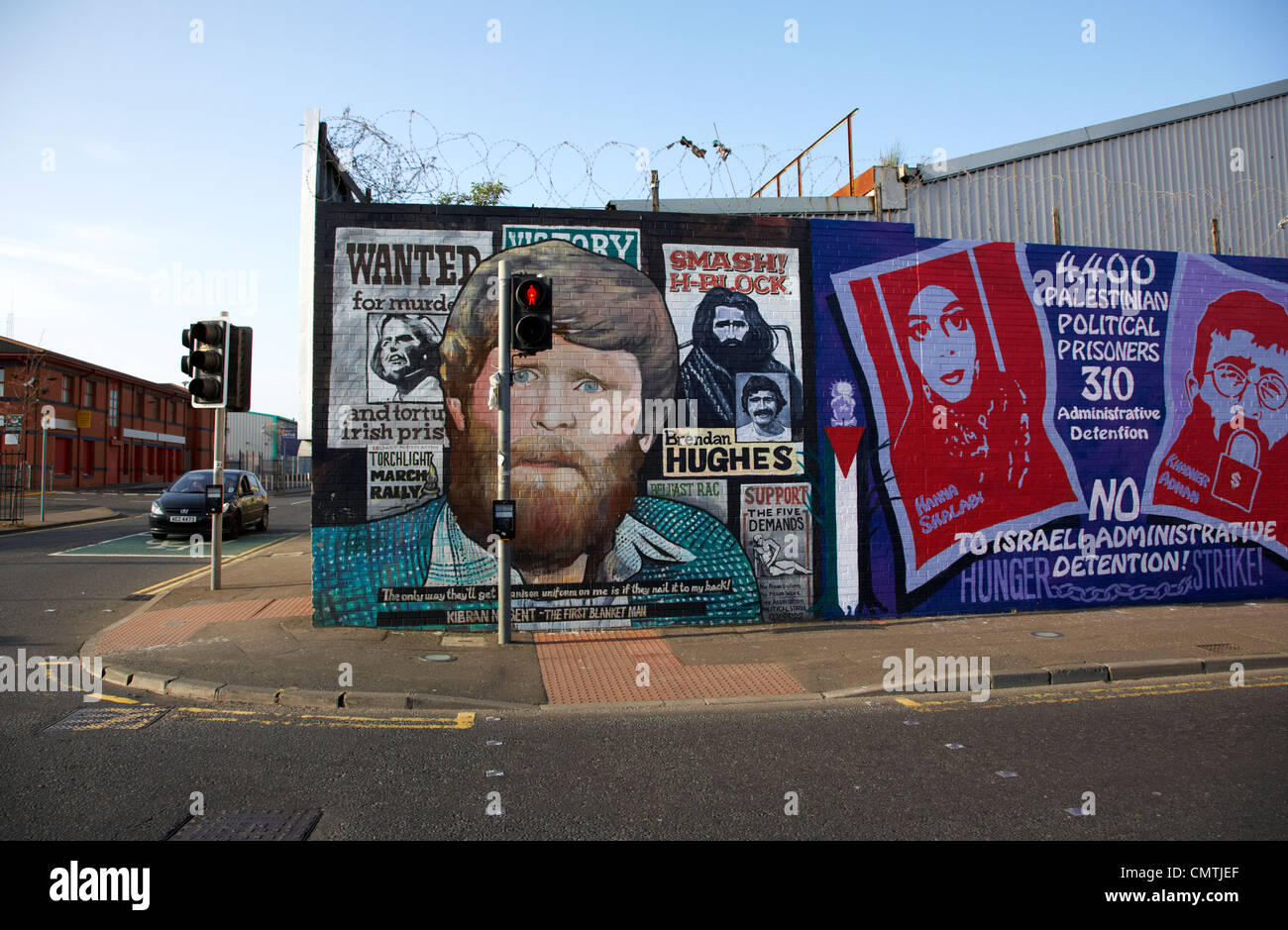 internationalen Wandmalereien senken fällt weg Belfast Nordirland Vereinigtes Königreich Stockfoto