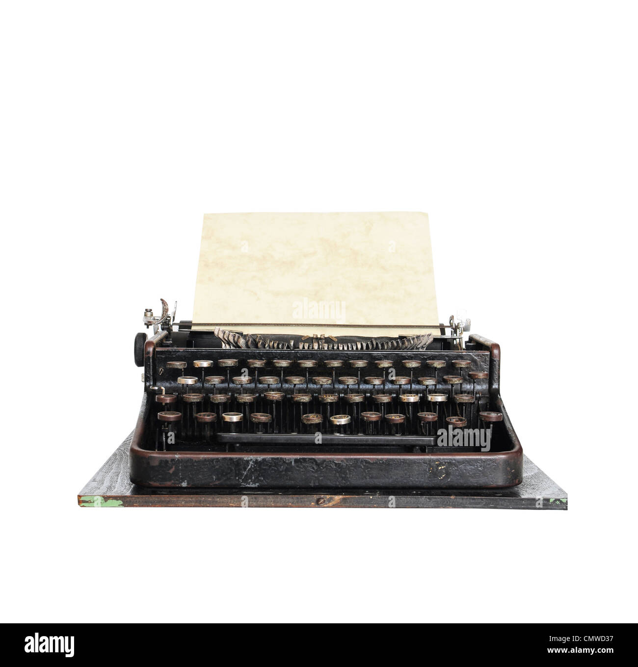 Vintage Schreibmaschine isoliert auf weißem Hintergrund Stockfoto