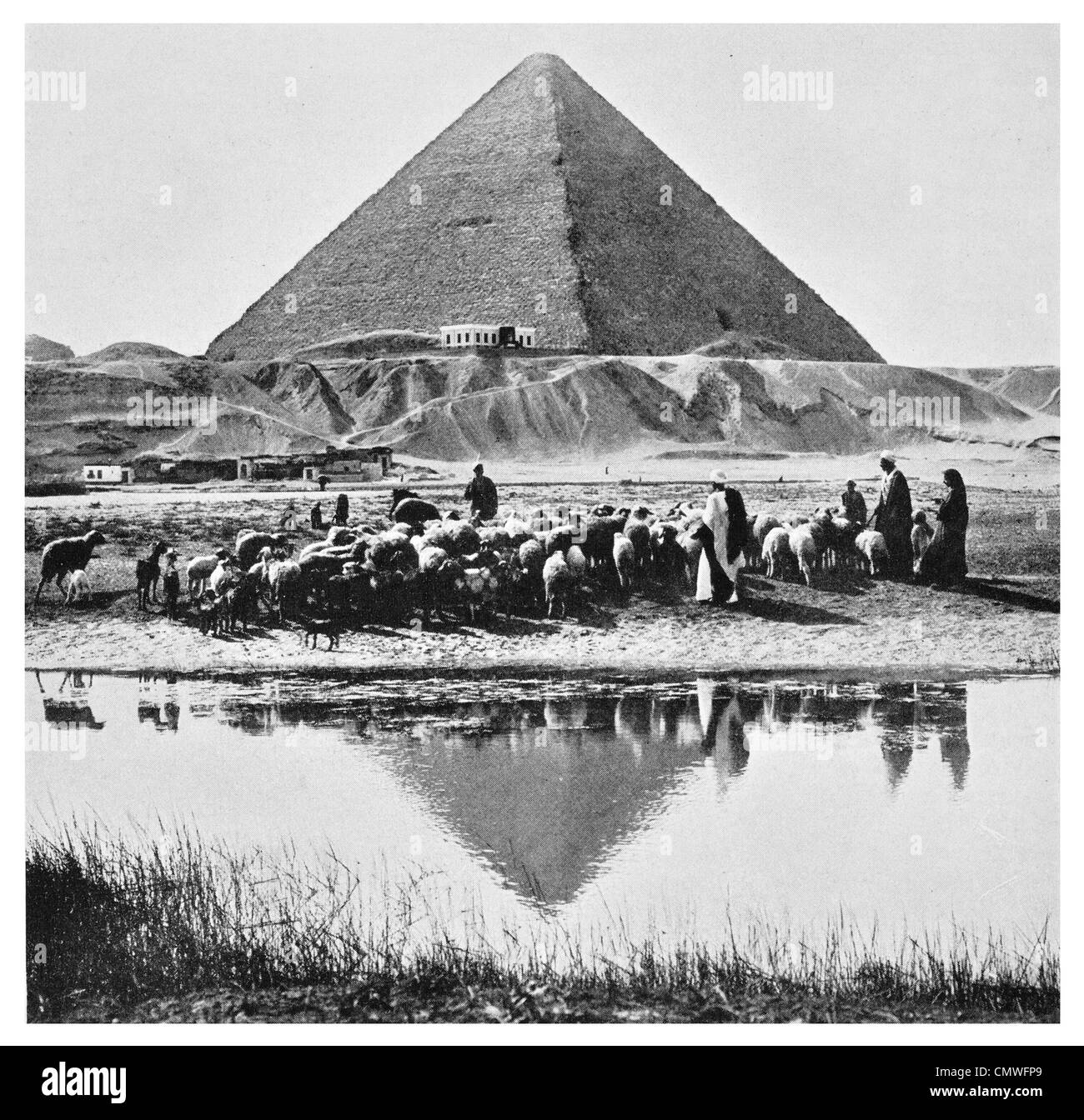 1925 große Pyramide von Cheops Gizeh Nekropole Cheops sieben Weltwunder der Antike Stockfoto