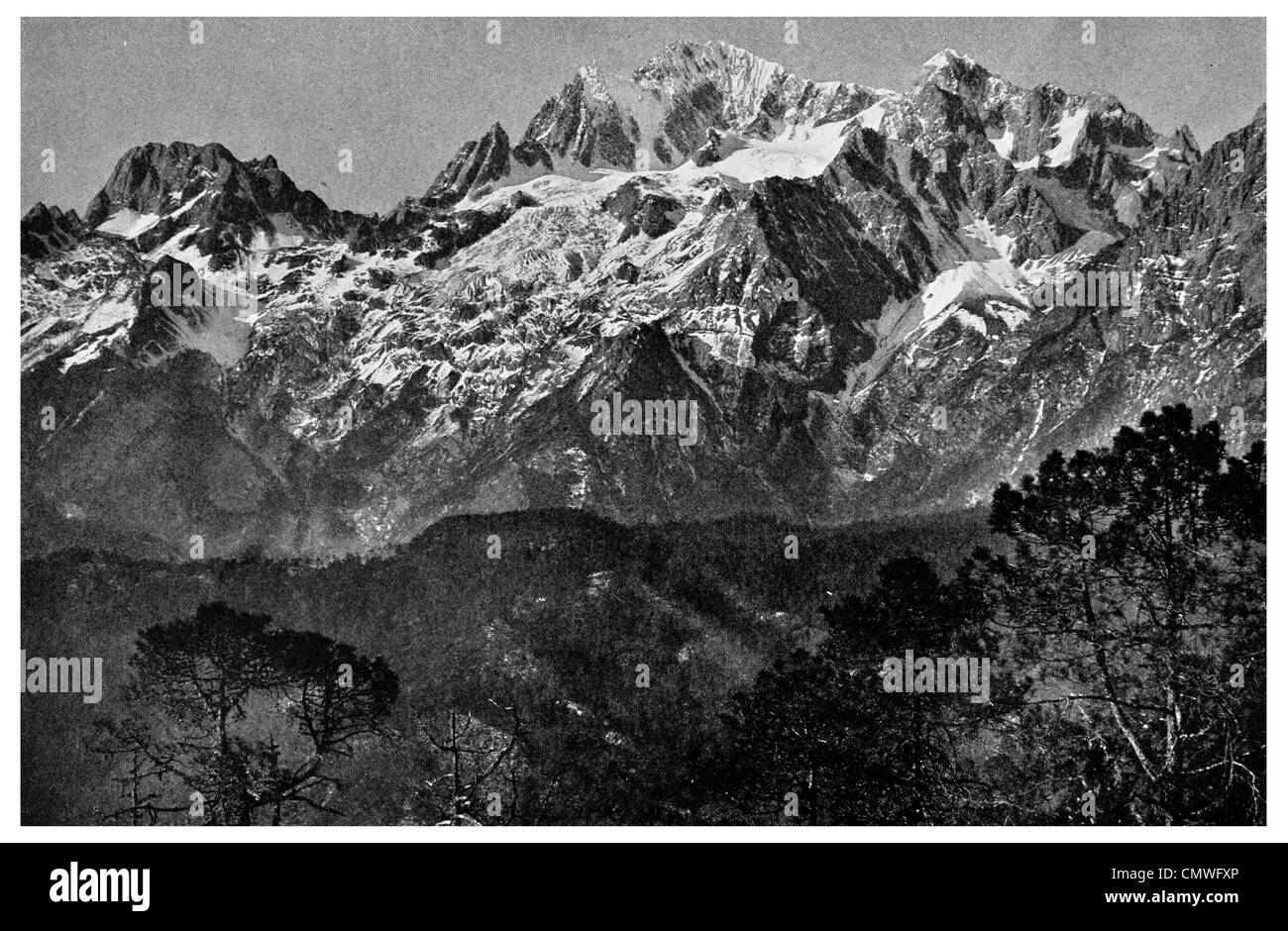 Mount Satseto der Likiang Schnee Bereich Jade Dragon Snow Mountain Stockfoto