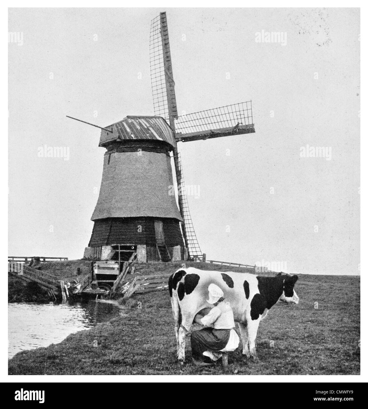 1925-Dutch Wind Mill Wahrzeichen Stockfoto