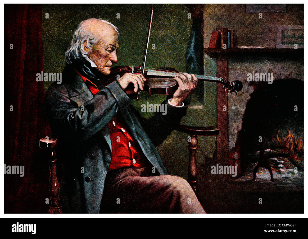 1903 die alte Geige Stockfoto