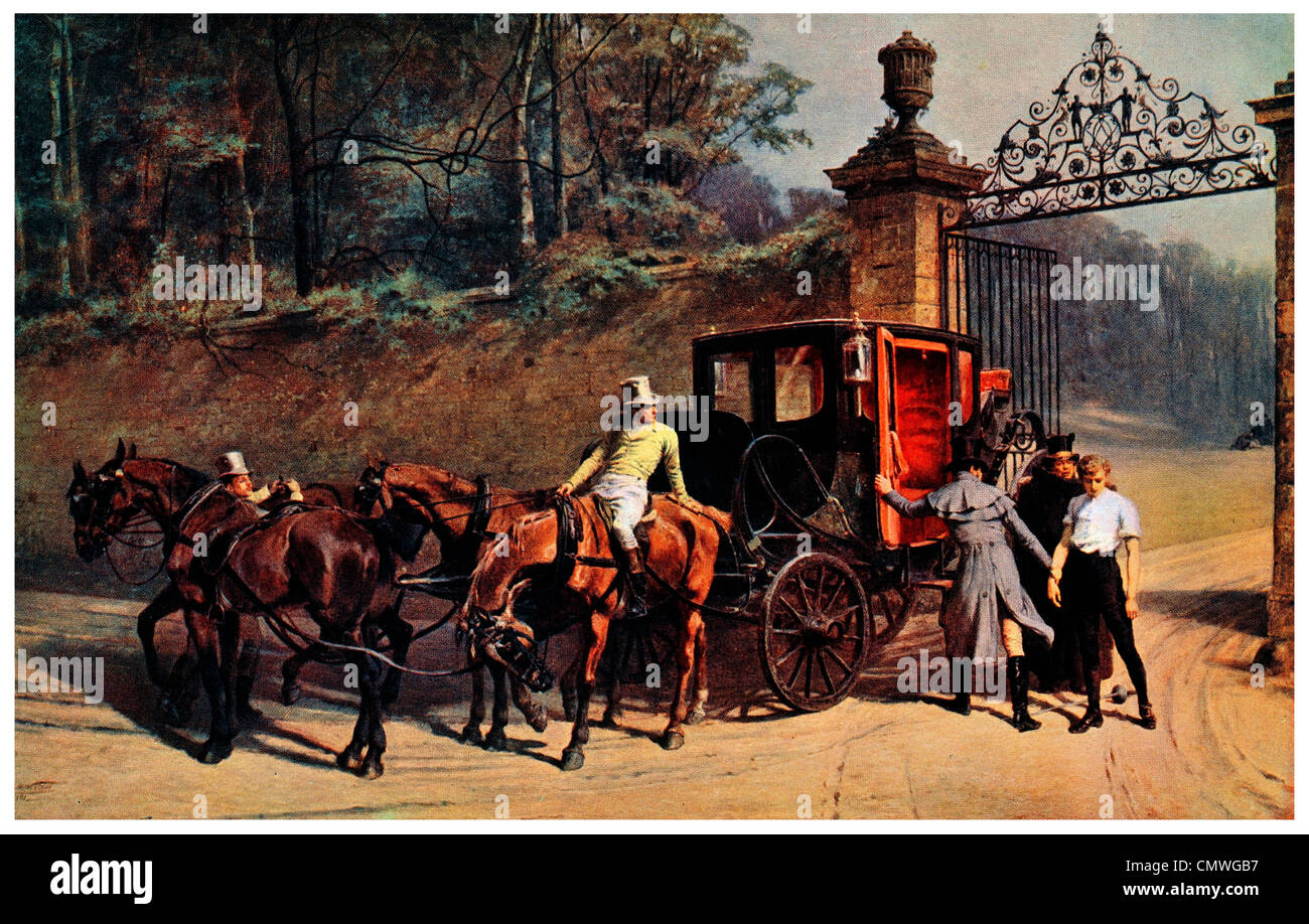 Erfolg von S E Waller Pferd gemalt gezeichnet Schlitten Stockfoto