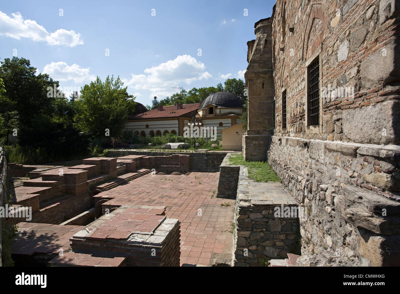 Römische Ruinen, Pautalian Asklepion, II. Jahrhundert, Stadt Kjustendil (Kustendil), Balkan, Bulgarien Stockfoto