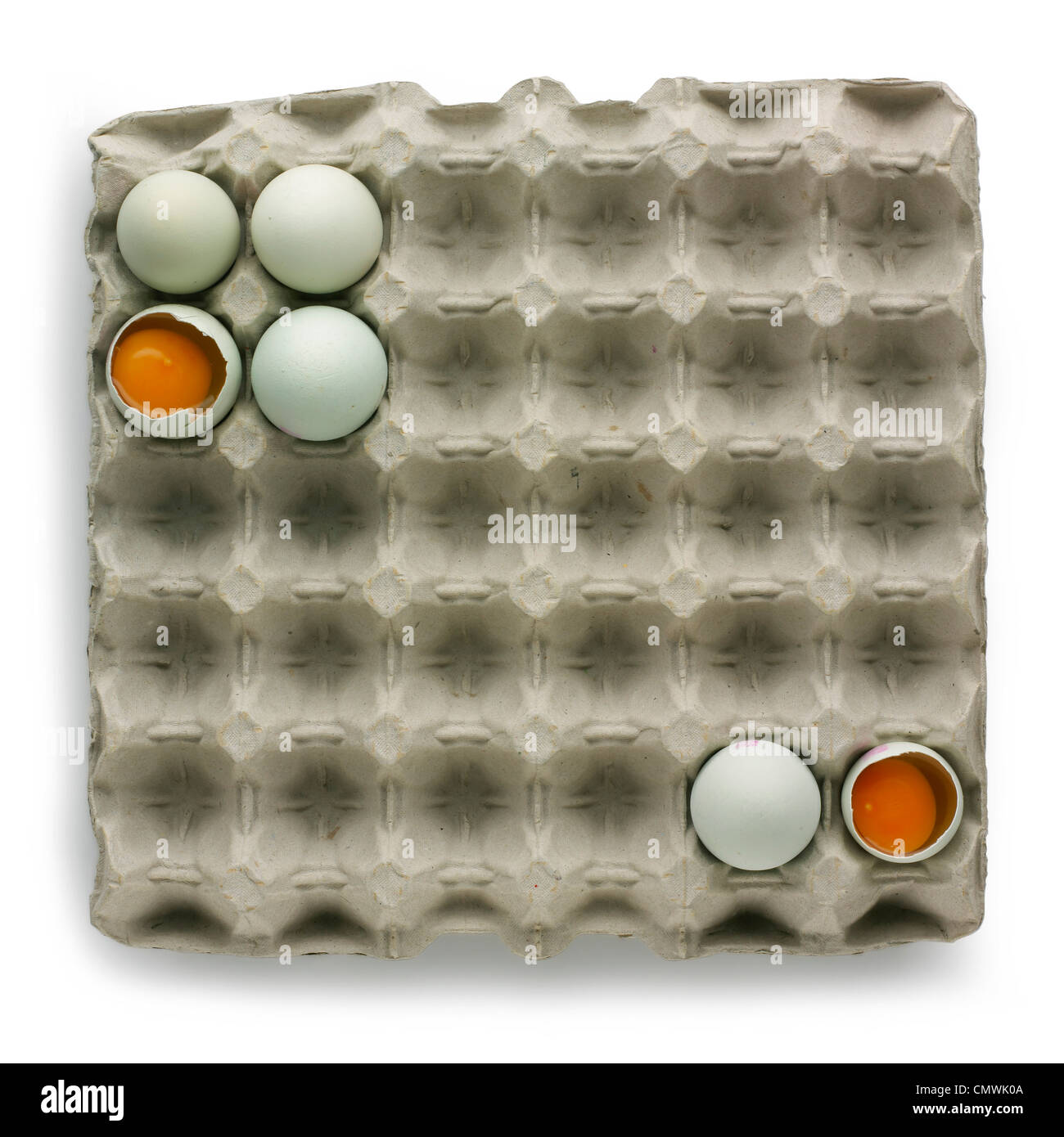 Luftbild der Eierbehälter aus Pappe Stockfoto