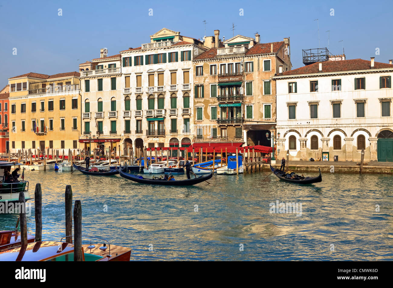 Canal Grande, Gondel, Venedig, Veneto, Italien Stockfoto